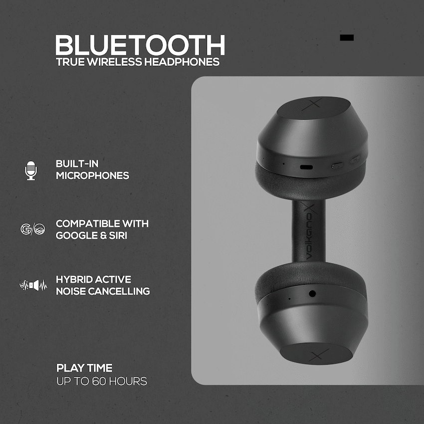 VolkanoX Audio VolkanoX H400 Hybrid Active Noise Cancellation Headphones - Black