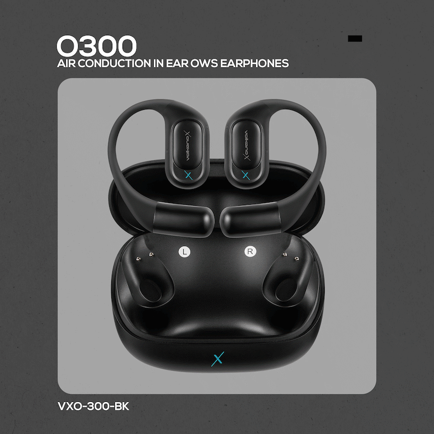 VolkanoX Audio VolkanoX O300 Air Conduction OWS Earphones - Black