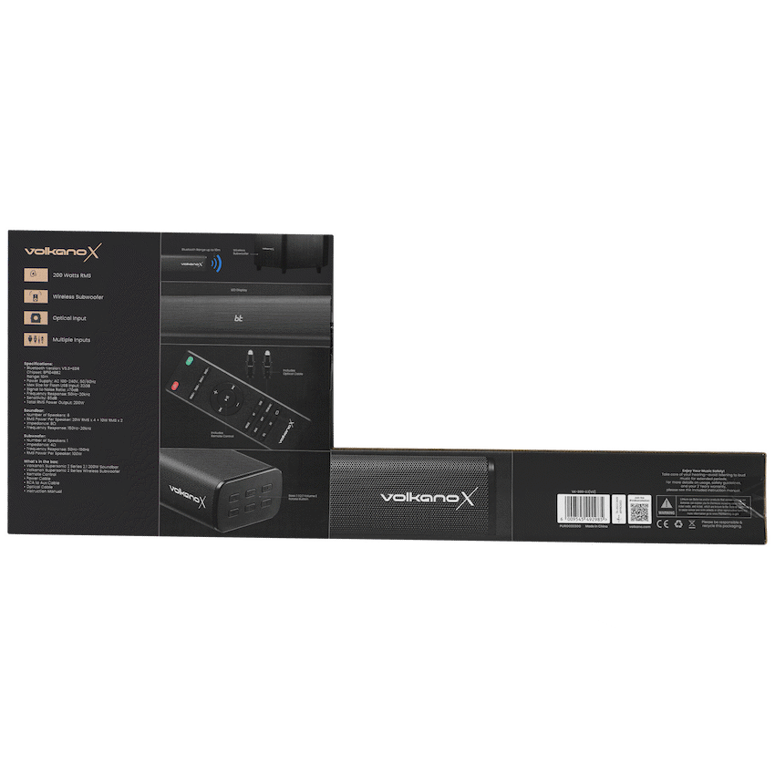 VolkanoX Audio VolkanoX Supersonic 2 Series 2.1 200w Soundbar System with Wireless Subwoofer - Black