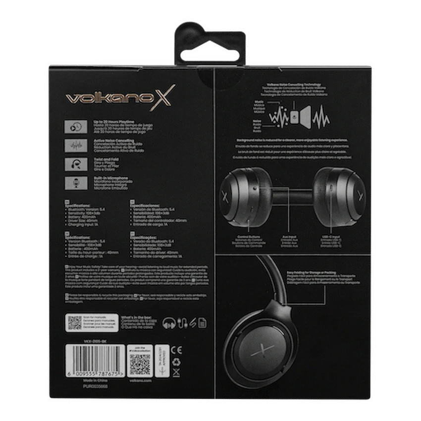 VolkanoX Audio VolkanoX VXH100 Bluetooth Headphones with ANC  - Black