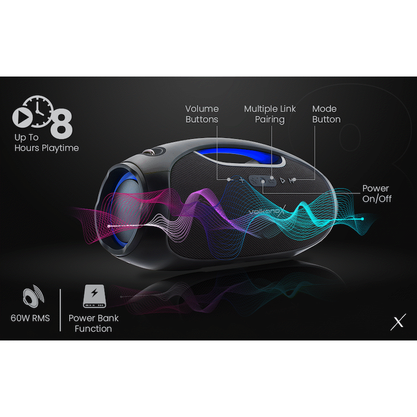 VolkanoX Audio VolkanoX VXS400 Portable Bluetooth Speaker - Black