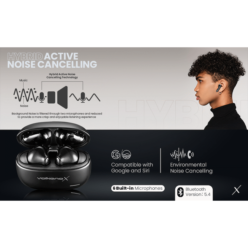 VolkanoX Audio VolkanoX VXT200S Hybrid ANC TWS Earphones - Black