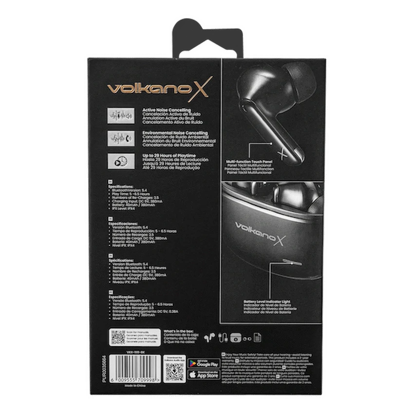 VolkanoX Audio VolkanoX VXT200S Hybrid ANC TWS Earphones - Black