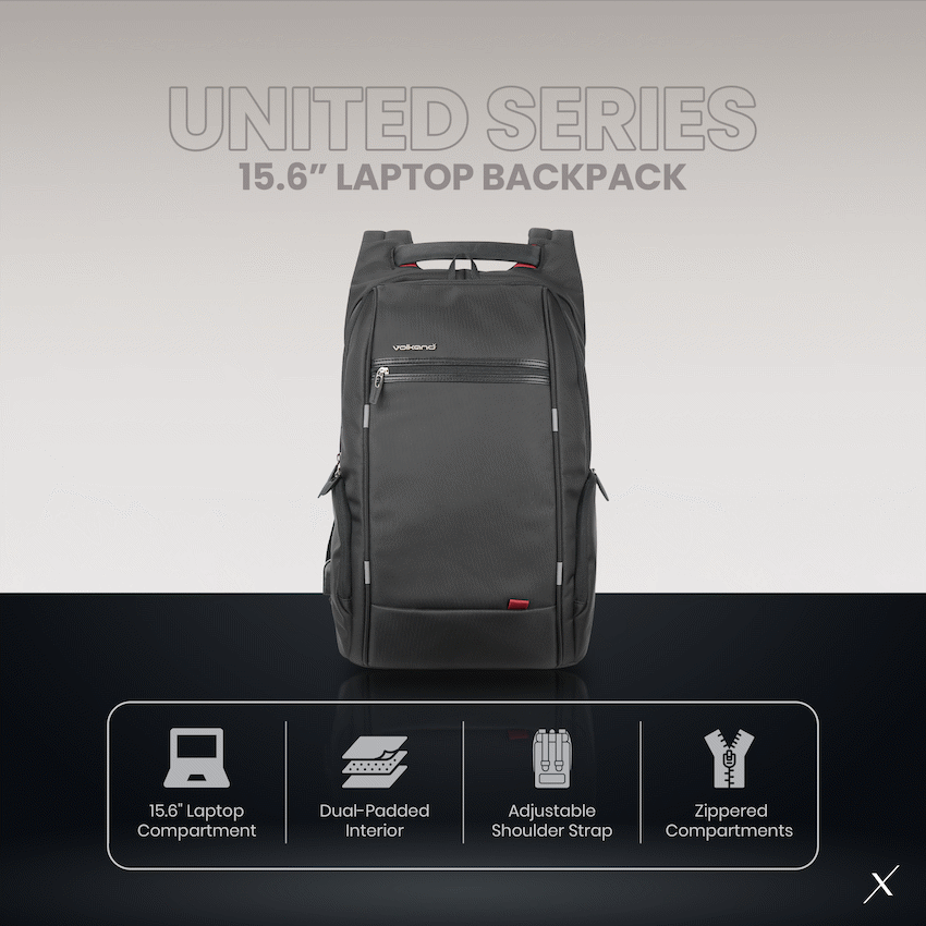 VolkanoX Bags VolkanoX United 15.6" Laptop Backpack - Black