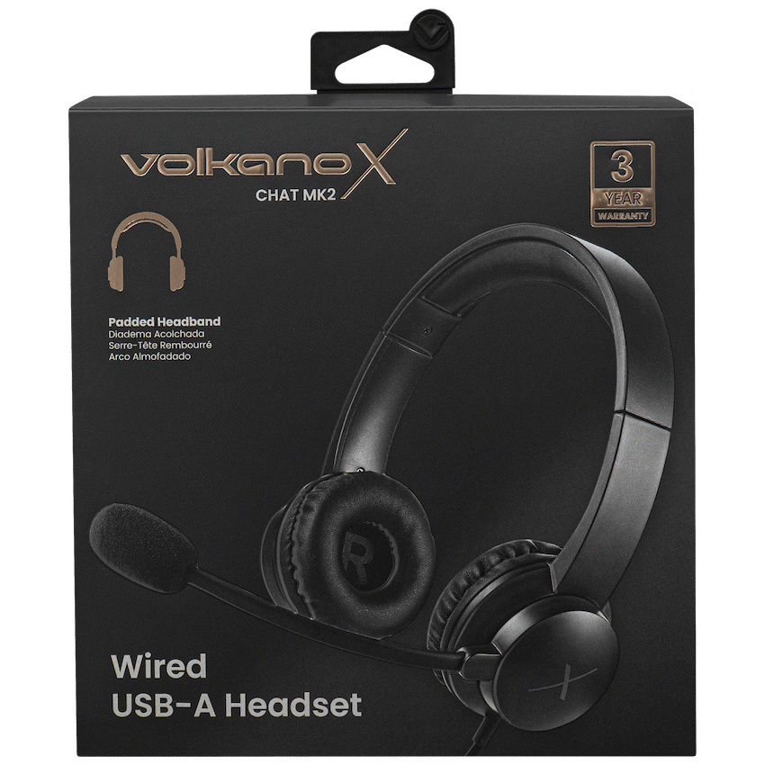 VolkanoX Computer Peripherals VolkanoX Chat Mk2 Series Wired USB Headset - Graphite