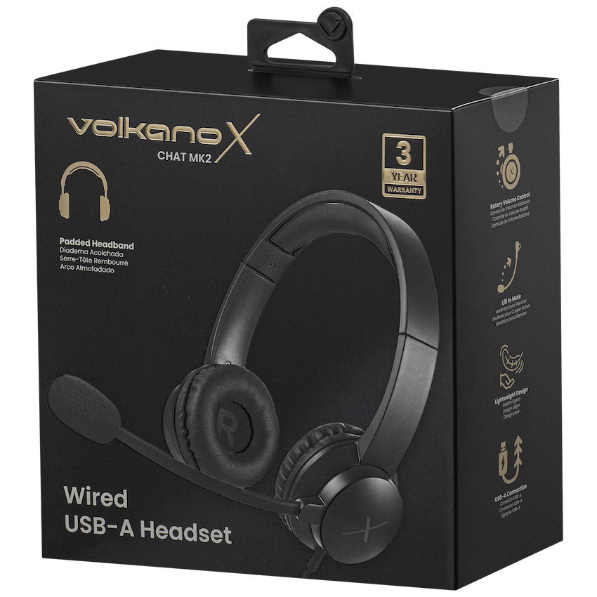 VolkanoX Computer Peripherals VolkanoX Chat Mk2 Series Wired USB Headset - Graphite