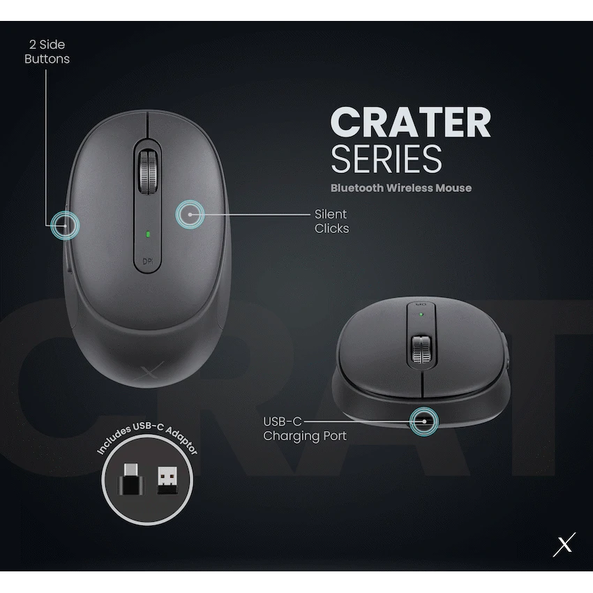 VolkanoX Computer Peripherals VolkanoX Crater Bluetooth Wireless Mouse - Graphite