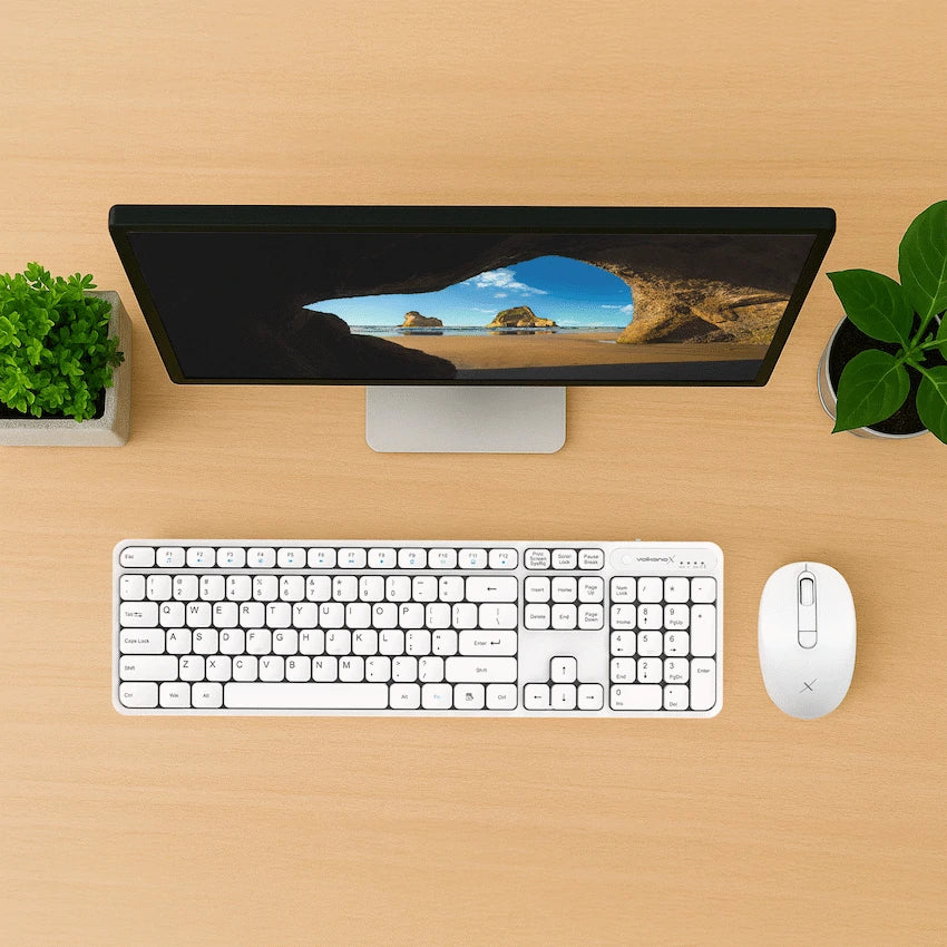 VolkanoX Computer Peripherals VolkanoX Garnet Bluetooth Wireless Keyboard and Mouse Combo - White