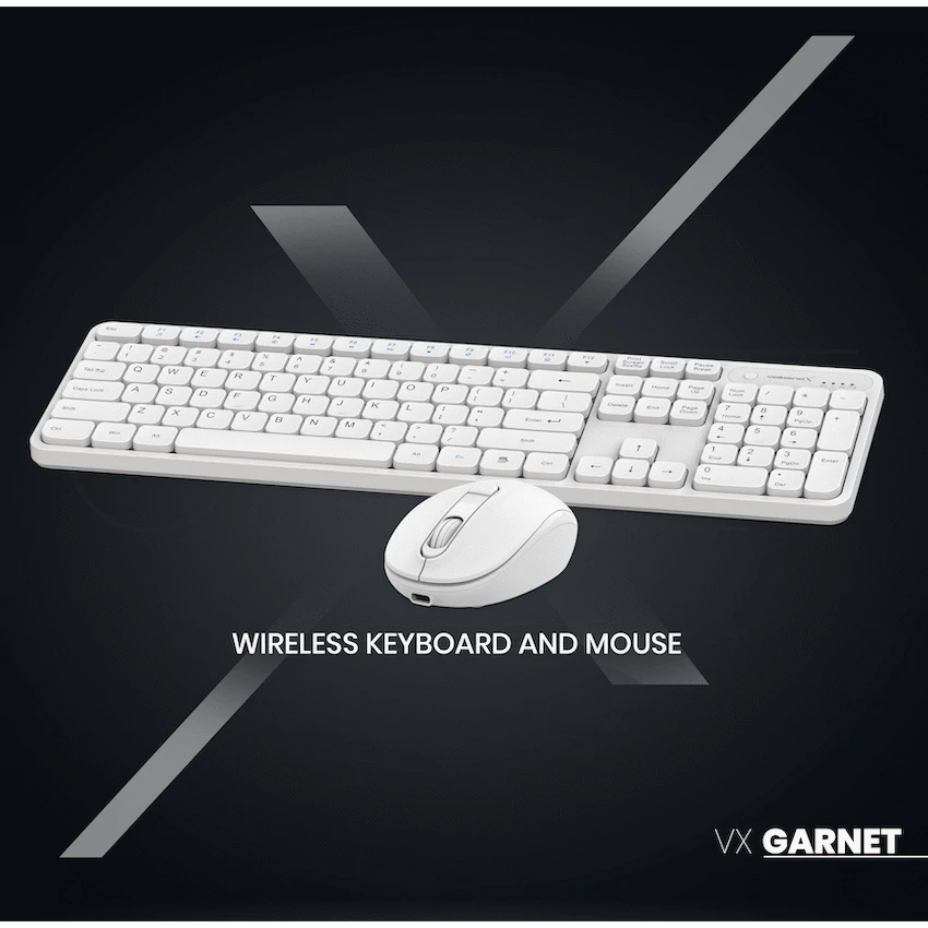 VolkanoX Computer Peripherals VolkanoX Garnet Bluetooth Wireless Keyboard and Mouse Combo - White