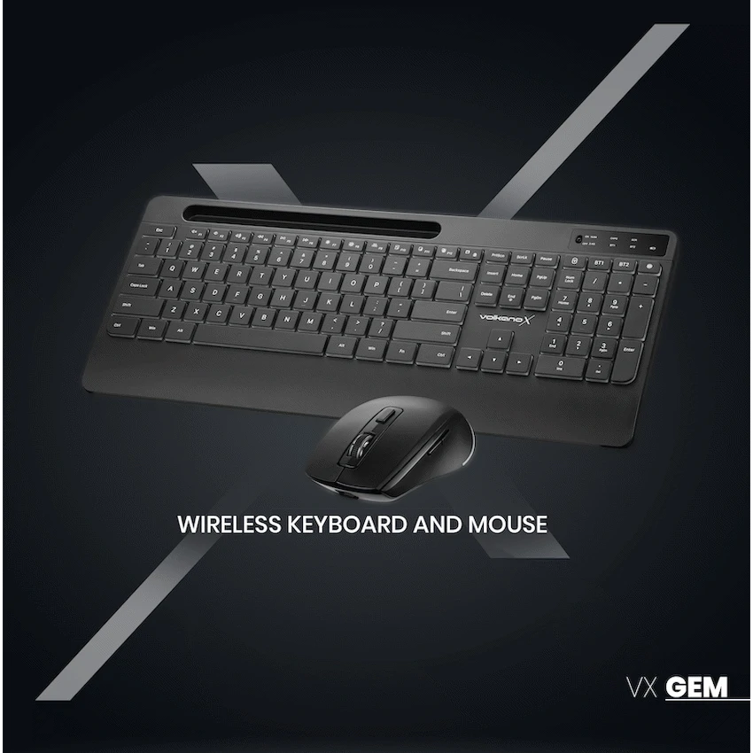 VolkanoX Computer Peripherals VolkanoX Gem Bluetooth Wireless Keyboard and Mouse - Black