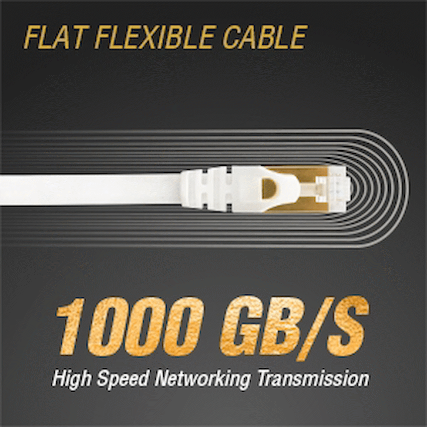 VolkanoX Networking VolkanoX Giga Series Cat 7 Ethernet Cable 5m - White, Gold Tips