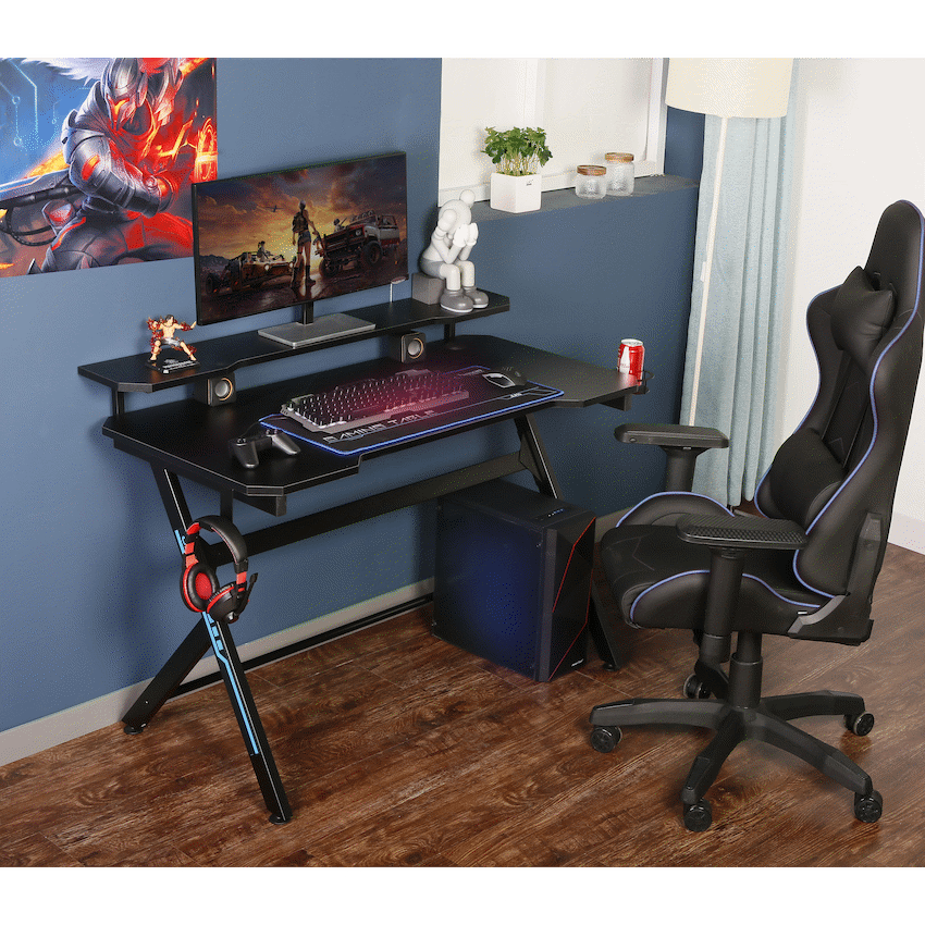 VX Gaming Furniture VX Gaming Donahue Gaming Desk - Black with Headphone Hook