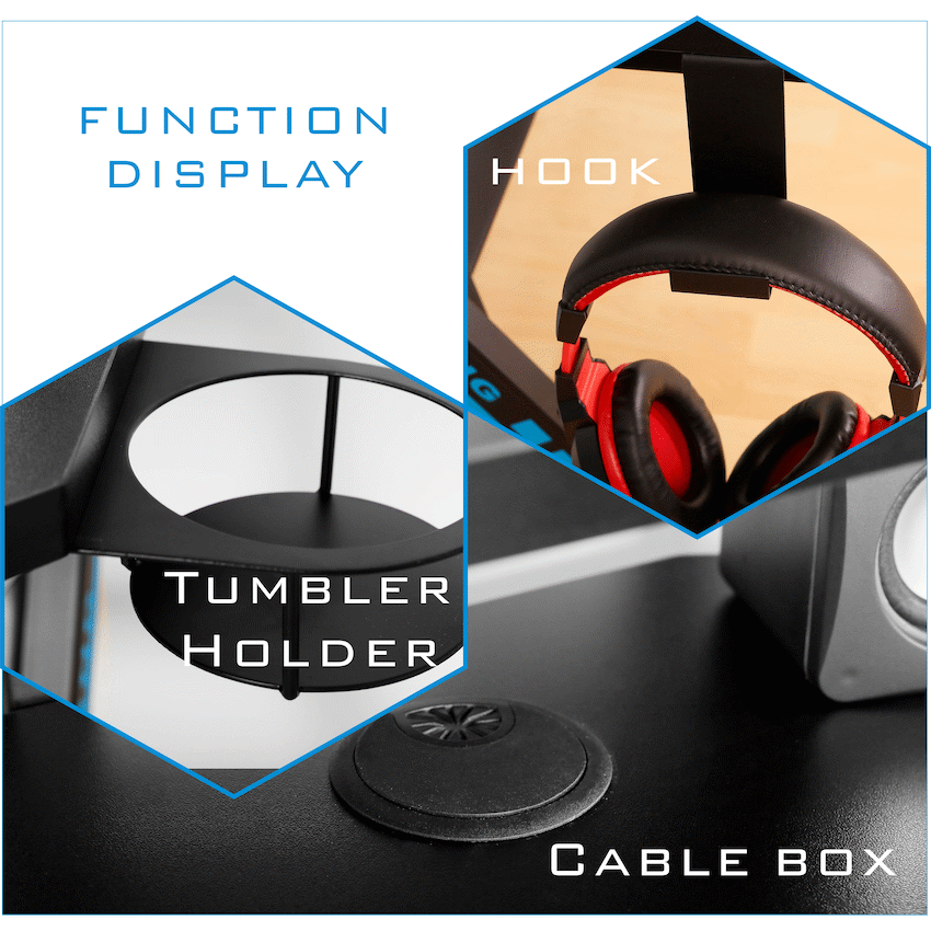 VX Gaming Furniture VX Gaming Donahue Gaming Desk - Black with Headphone Hook