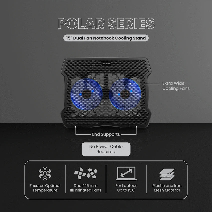 VX Gaming Gaming Volkano Polar Series 15" Dual Fan Notebook Cooling Stand