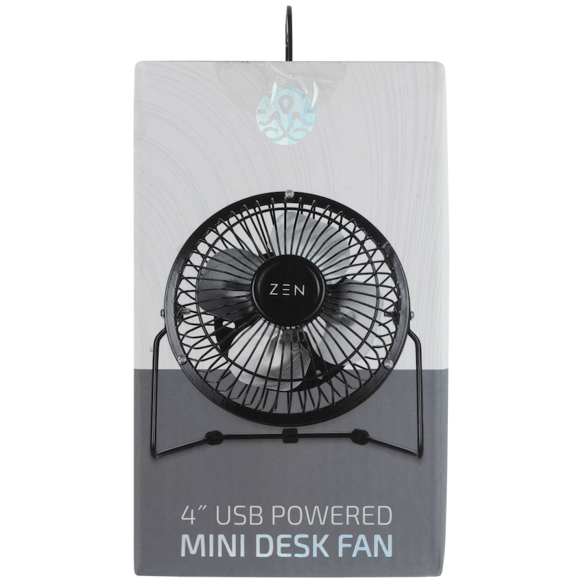 ZEN Kitchen and Home ZEN Cool Series 4" Mini Desk Fan - Black