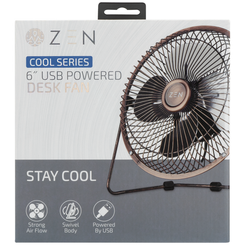 ZEN Kitchen and Home Zen Cool Series 6in Desk Fan - Copper